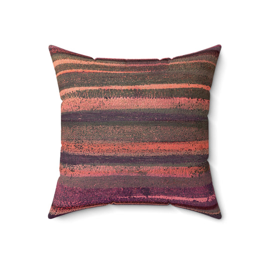 The Faux Suede Pillow - Rustic Stripe, Morning Sunset