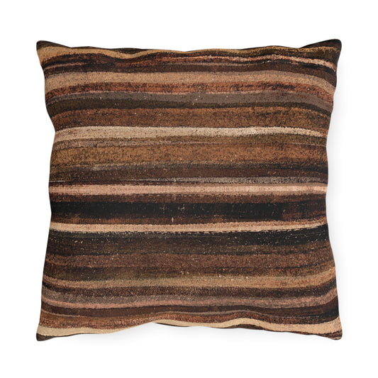 The Outdoor Pillow - Rustic Stripe, Sepia