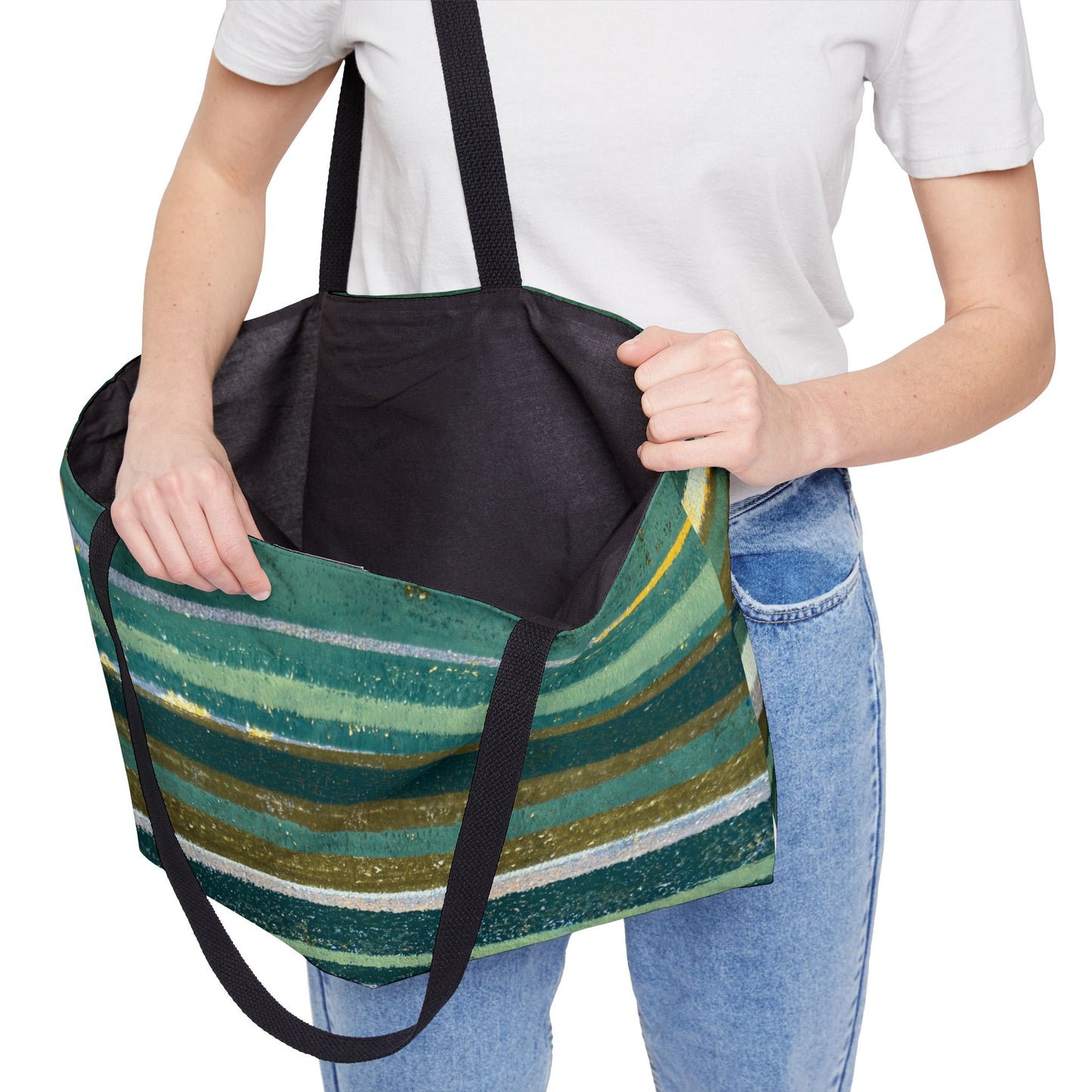 The Weekender Bag - Rustic Stripe, Jade