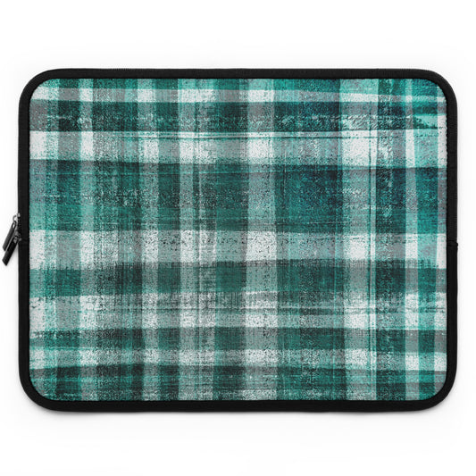 The Laptop Sleeve - Rustic Plaid, Aquamarine