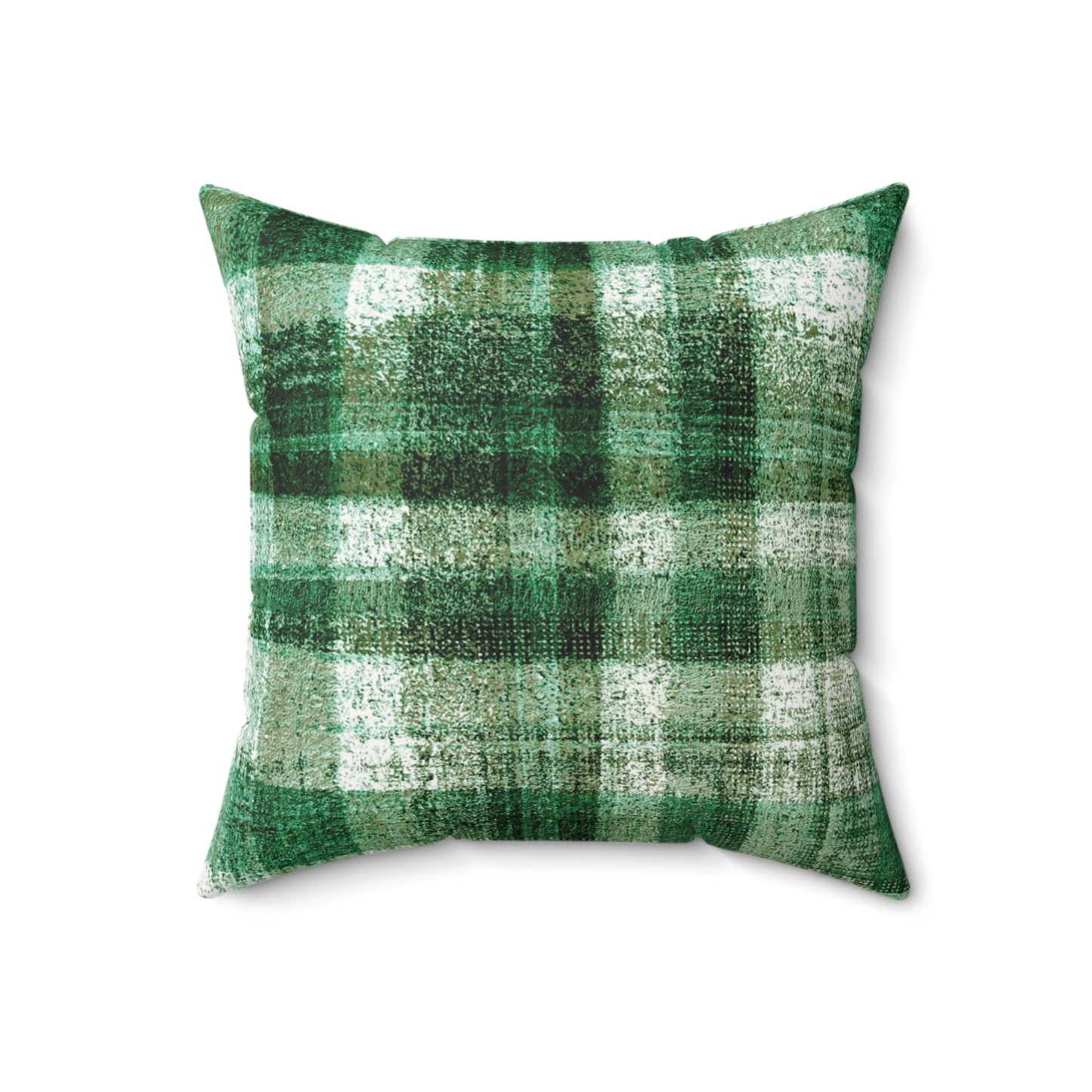 The Faux Suede Pillow - Rustic Plaid, Grass