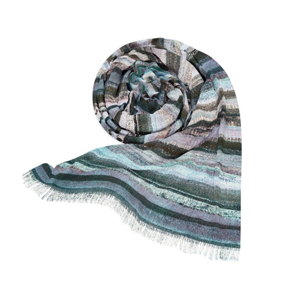 The Studio Scarf - Rustic Stripe, Morning Frost