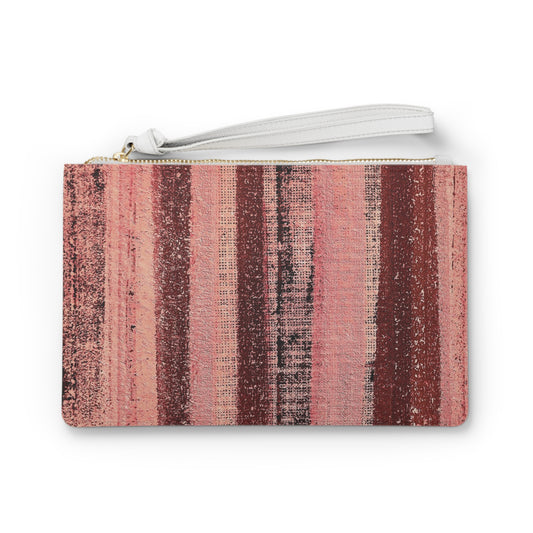 The Vegan Leather Clutch - Rustic Stripe, Rosé All Day