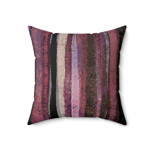 The Faux Suede Pillow - Rustic Stripe, Blackberry