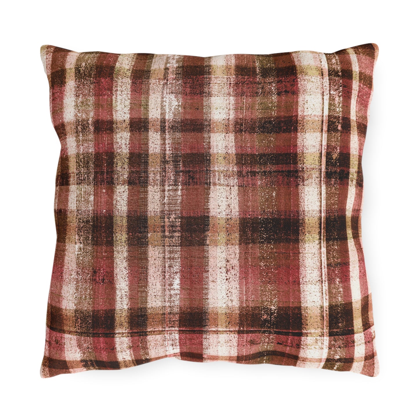 The Outdoor Pillow - Rustic Plaid, Tomato