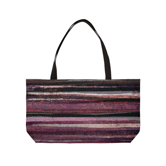 The Weekender Tote - Rustic Stripe, Blackberry