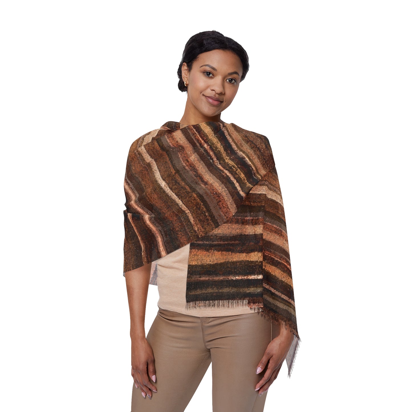 The Studio Scarf - Rustic Stripe, Sepia