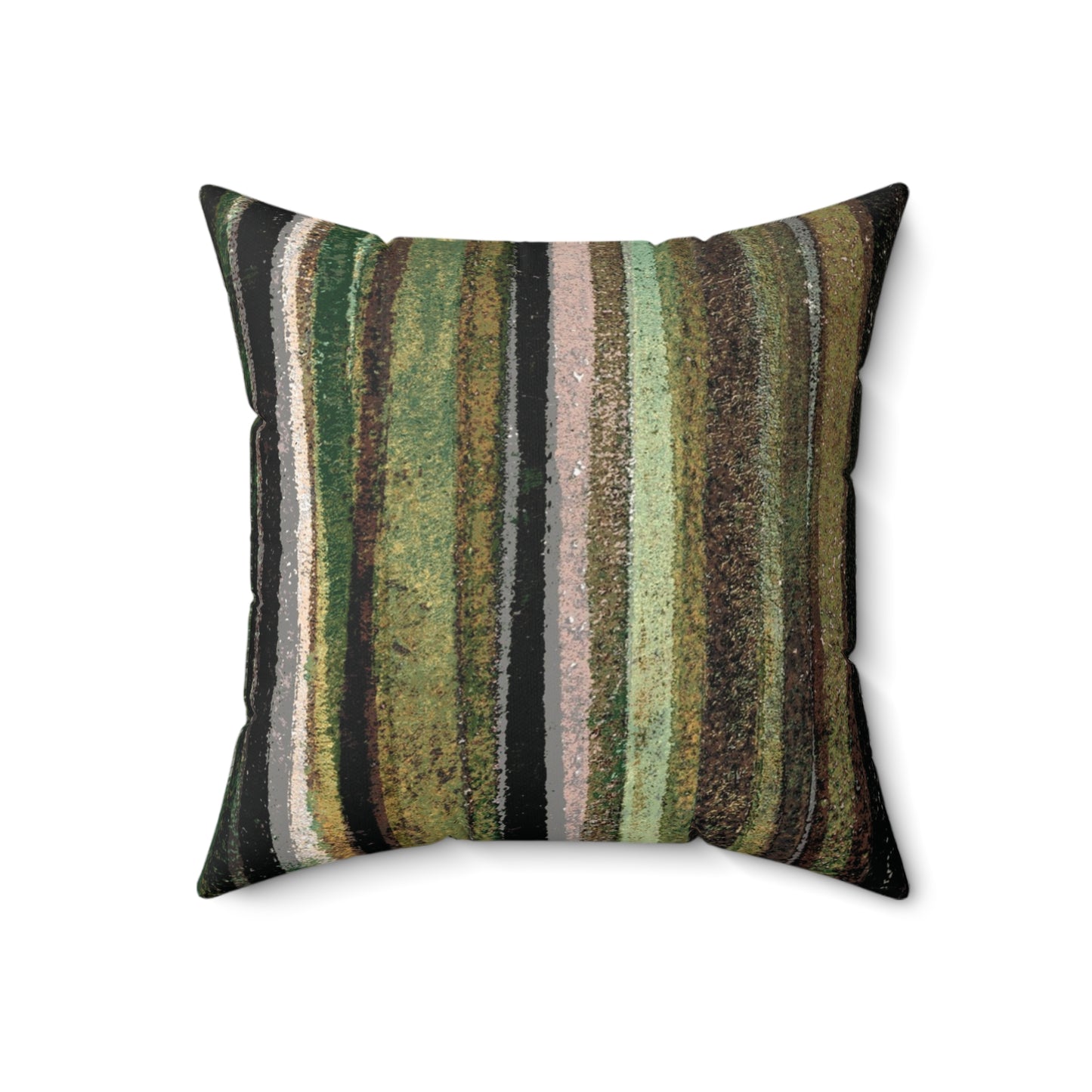 The Faux Suede Pillow - Rustic Stripe, Camper Green