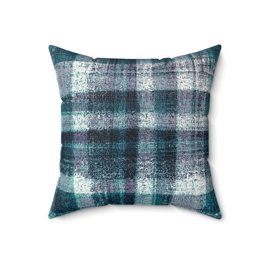 The Faux Suede Pillow - Rustic Plaid, Hyacinth