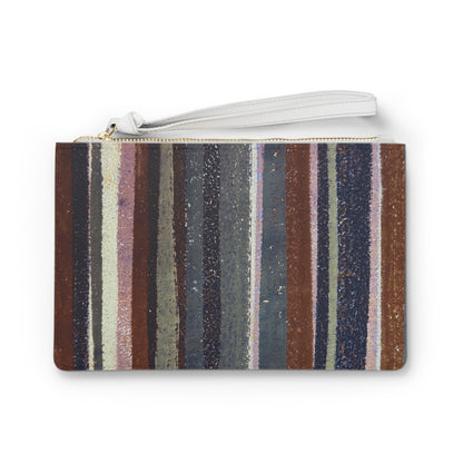 Vegan Leather Clutch - Rustic Stripe, Rust and Steel