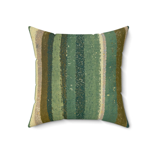 The Faux Suede Pillow - Rustic Stripe, Grasshopper