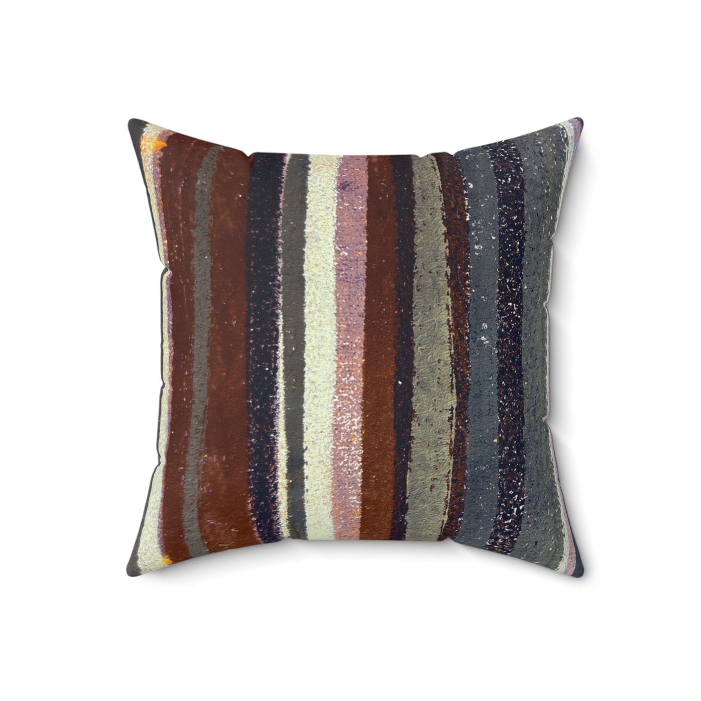 The Faux Suede Pillow - Rustic Stripe, Rust and Steel