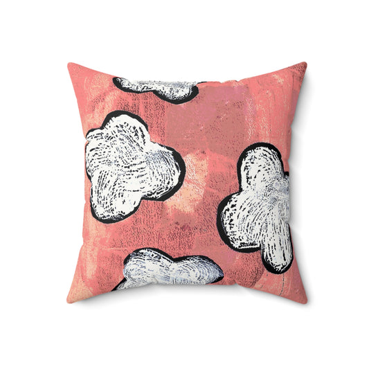 The Faux Suede Pillow - Bloom, Coral