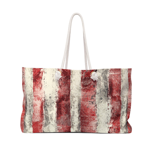 The Weekender Bag - Rustic Stripe, Sangria