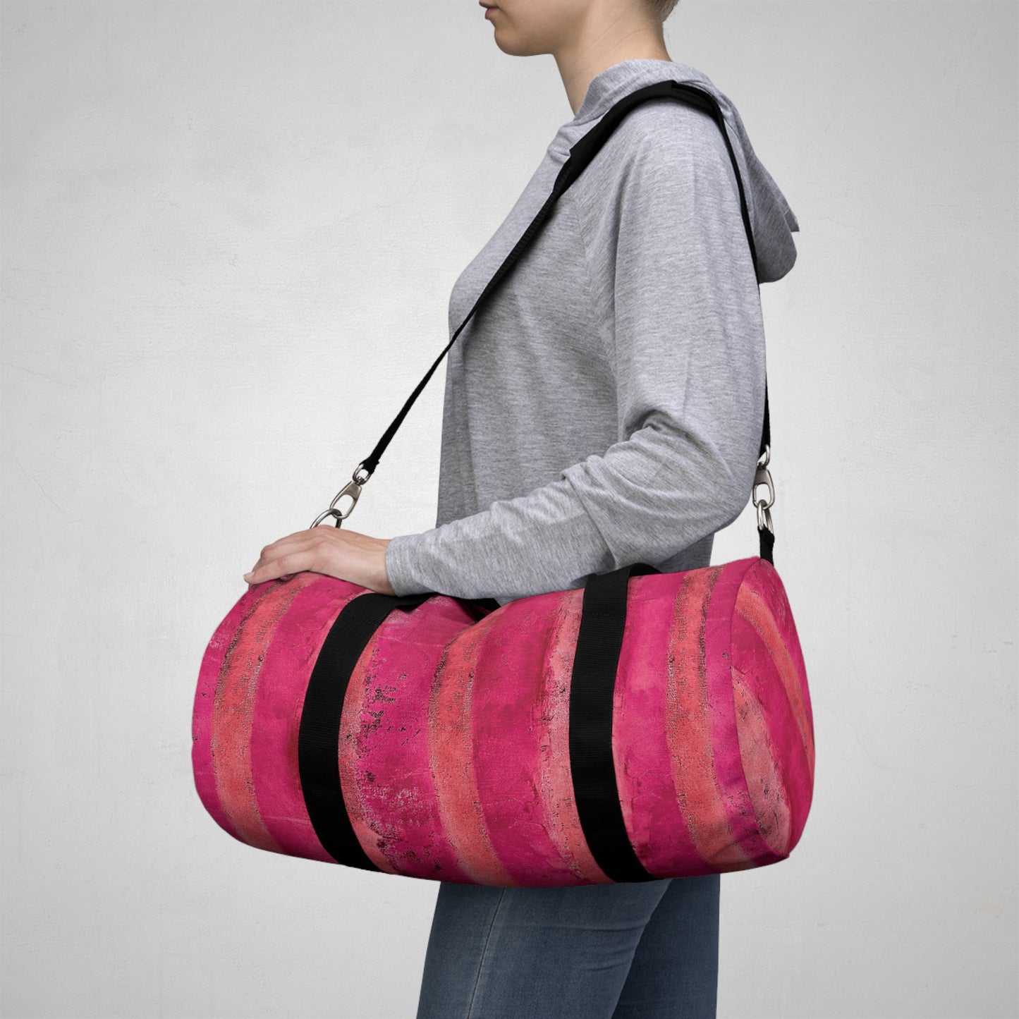 The Durable Duffle Bag - Rustic Stripe, Very Berry