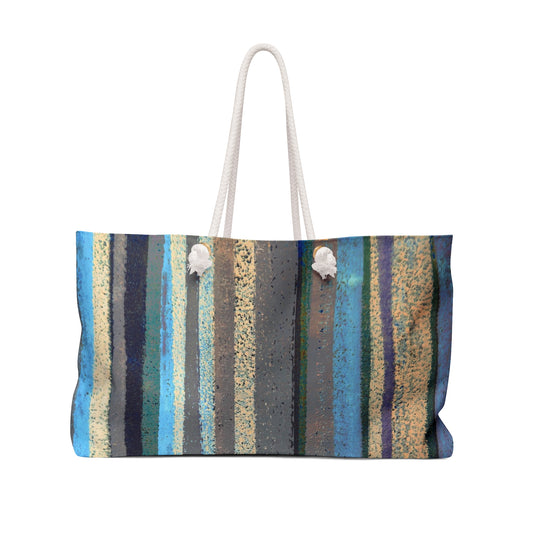 The Weekender Bag, Rustic Stripe - Blue Lake
